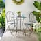 Glitzhome® 36.5" Green Outdoor Metal Folding Bistro Chairs with Ceramic Tiles Seat, 2ct.